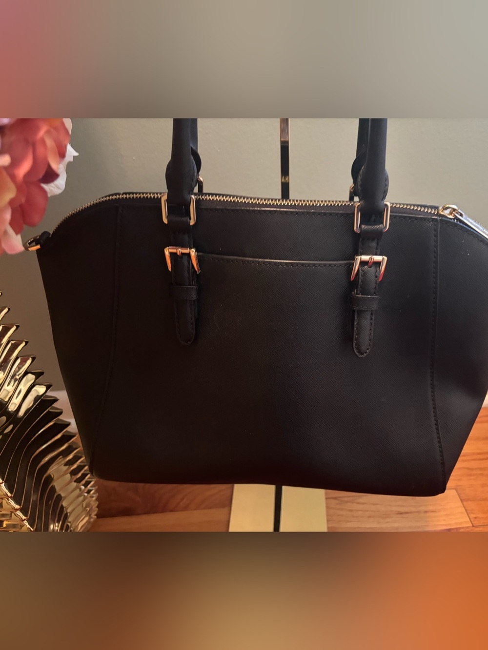 Michael Kors Black Saffiano Dome Satchel with Gold Hardware - Picture 5 of 10